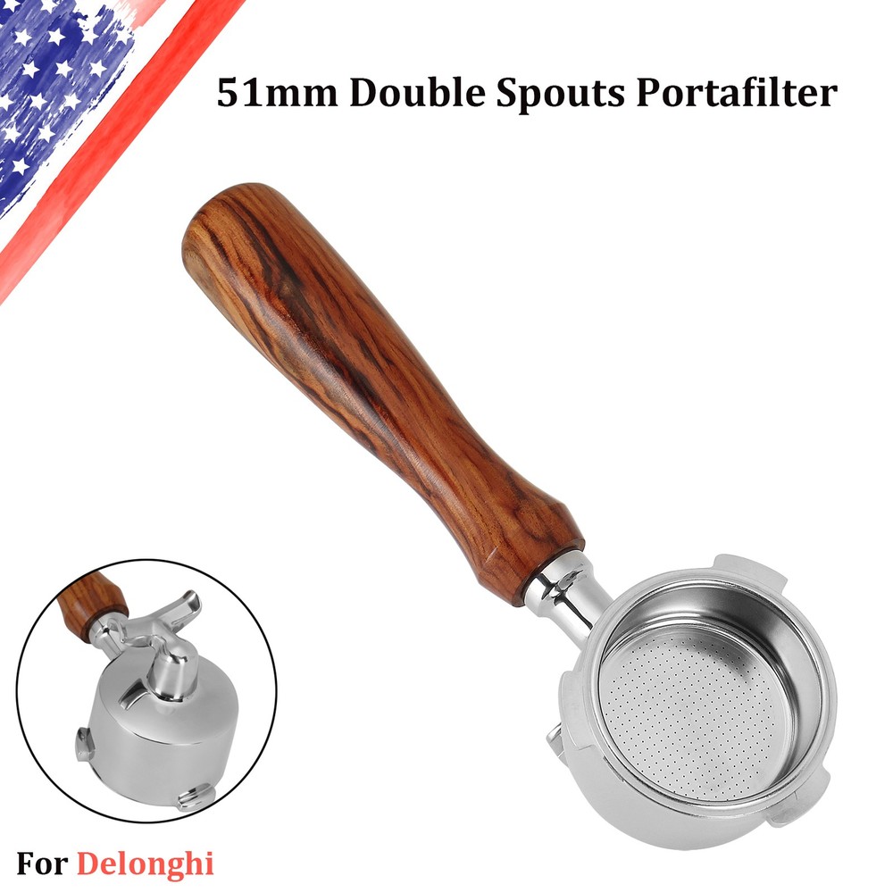 3 Ears 51mm Double Spouts Portafilter For Delonghi Dedica EC680 SMEG ECF01