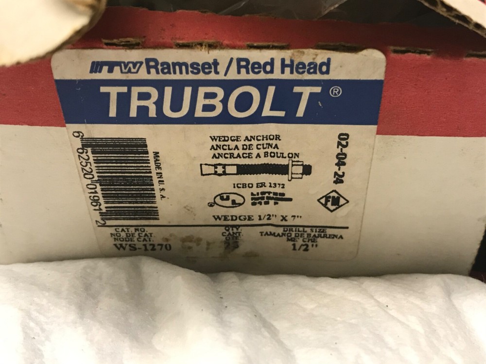 Red Head Trubolt wedge fasteners....group of 37...6” and 7”