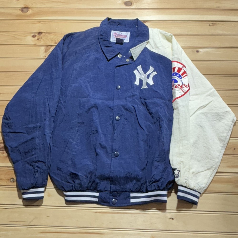 Vintage Starter Diamond Collection Snap Button Bomber Jacket New York Yankees L