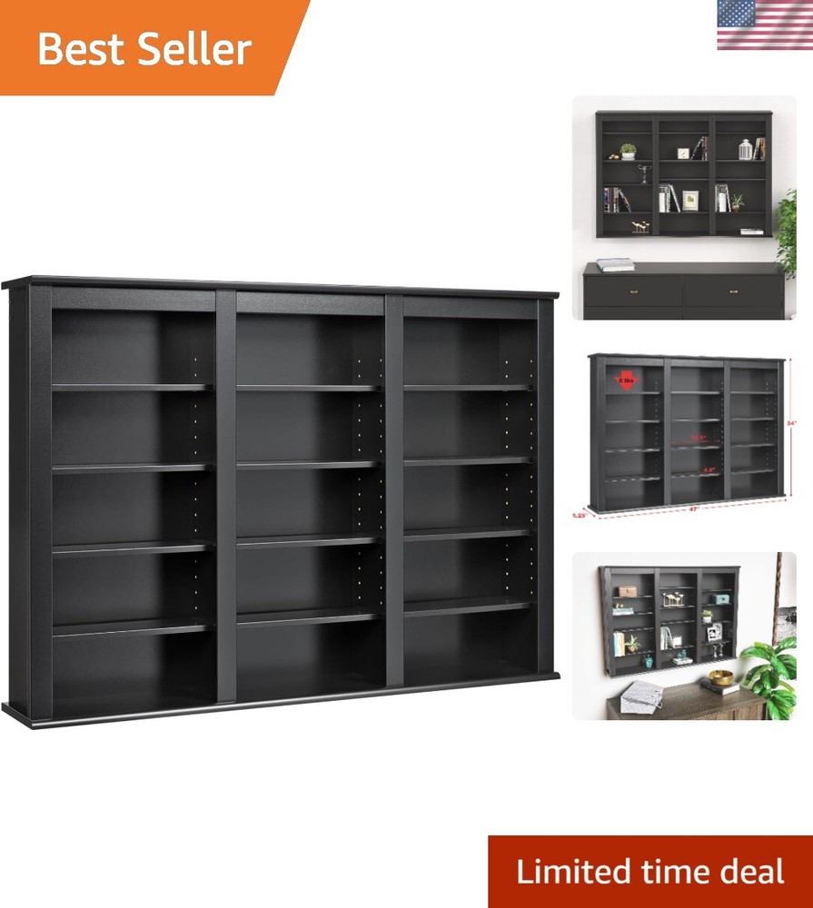 Black Triple Wall-Mounted Storage Shelf  