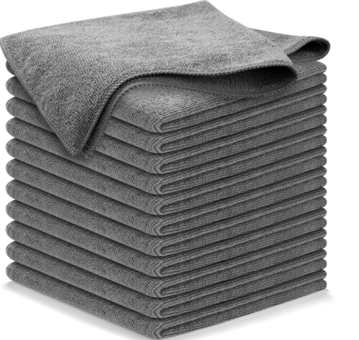 USANOOKS 12-Pack Grey Microfiber Cleaning Cloths 12.5x12.5 High Performance