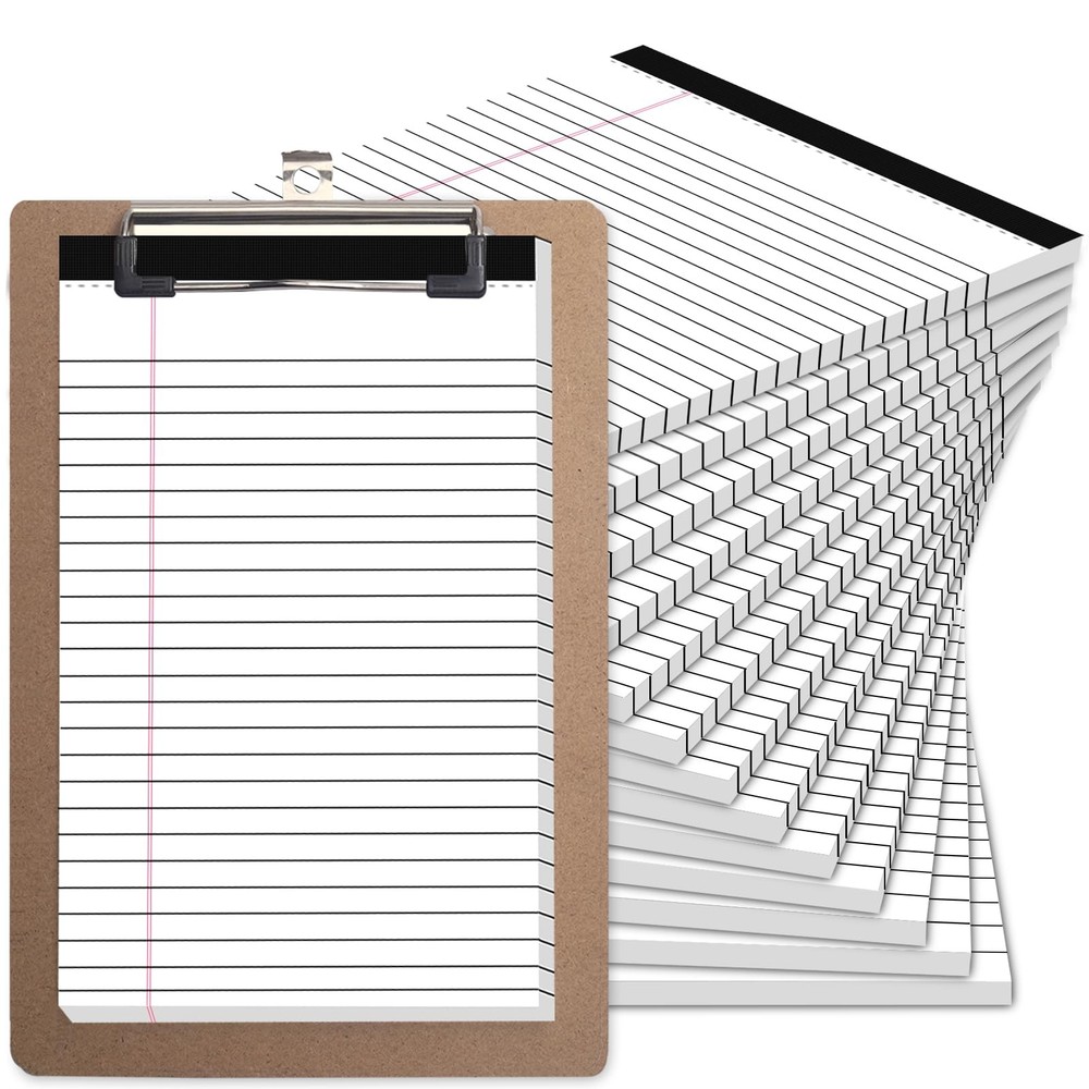 15-Piece 5x8 Inch Notepad Set with 14 Legal Pads & Wood Clipboard