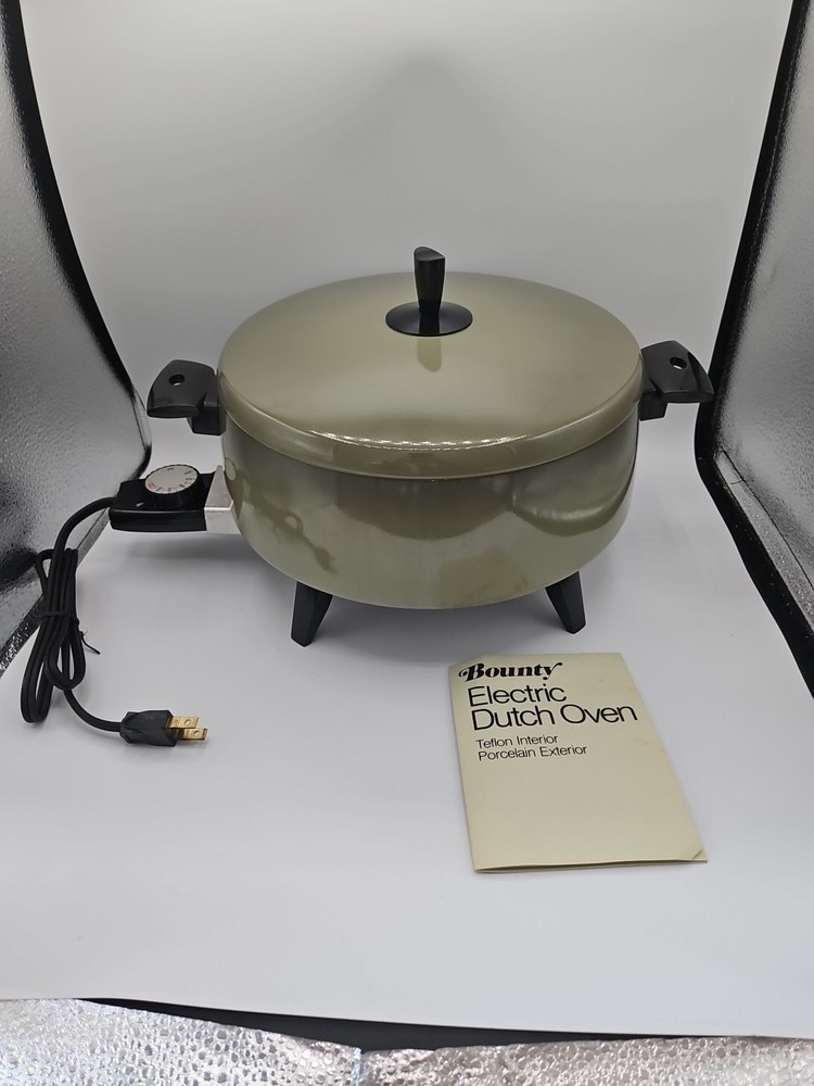 RARE MCM Wear Ever Bounty Electric Dutch Oven Slow Cooker in Olive Green