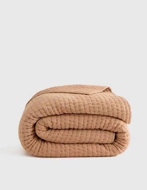 Quince King/California King European Linen Cotton Stitch Quilt -Desert sunset