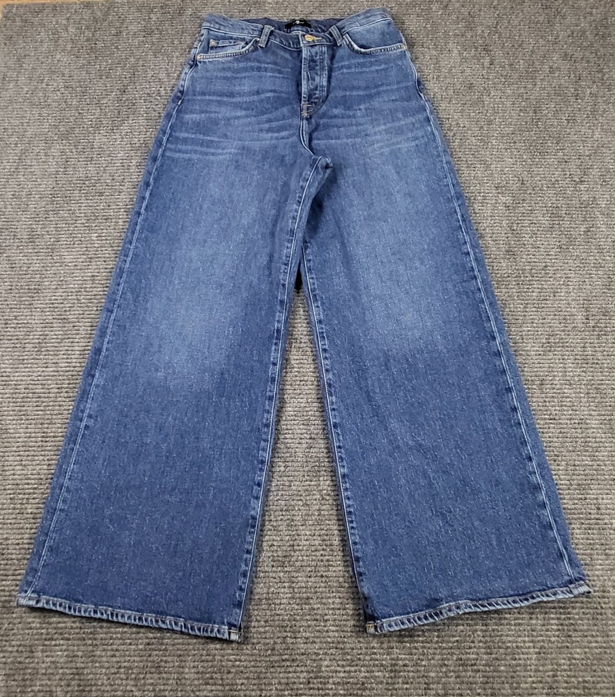 7 for All Mankind Womens Baggy Y2K Jeans Dark Wash Button Fly Size 27x30