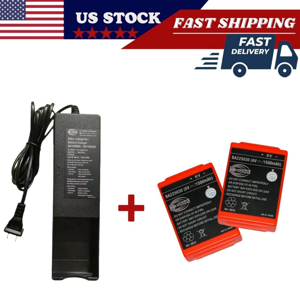 2pcs BA225030 1500mah Battery + QA109600 Battery Charger 220V for HBC Radiomatic