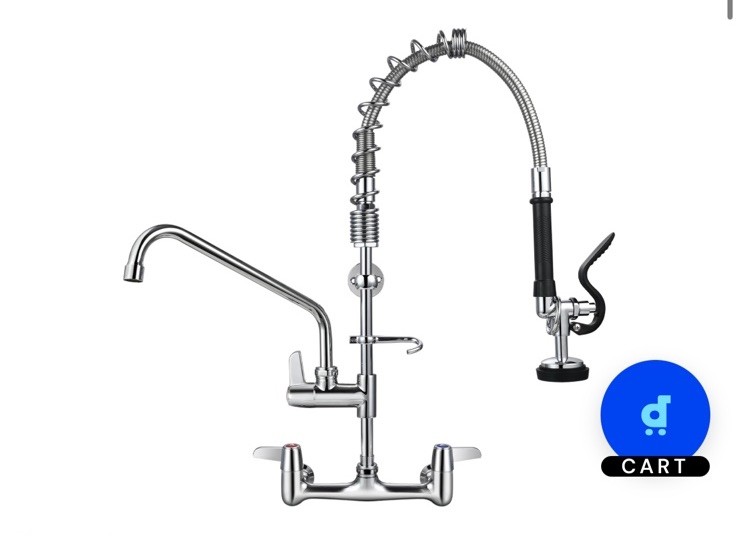 Commercial Kitchen Faucet Wall Mount with Pre-Rinse Sprayer