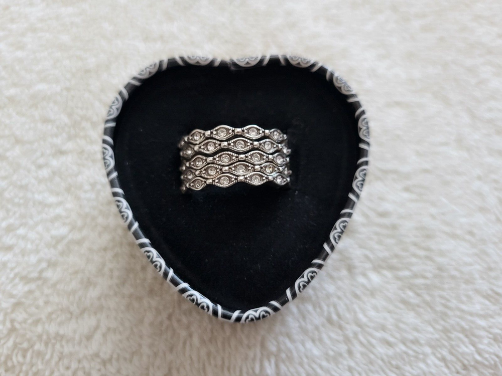 Set of 5 Brighton Scalloped Stacking Swarovski Crystal Rings in Original Box