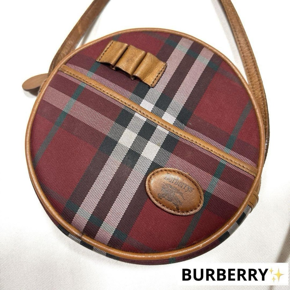 Burberry Shoulder Bag Nova Check Canvas Red Authentic F1204253