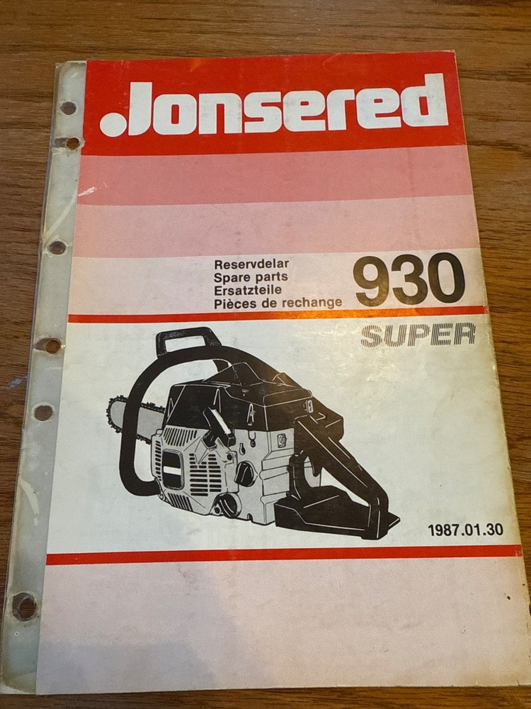 Jonsered 930 super chainsaw Illustrated parts MANUAL,ipl manual m1