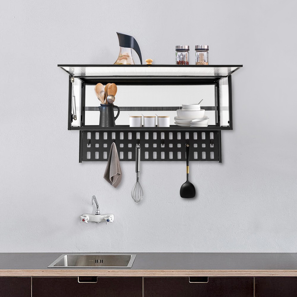 Wall-Mounted Flip-Up Kitchen Cabinet Organizer Holds 55lbs