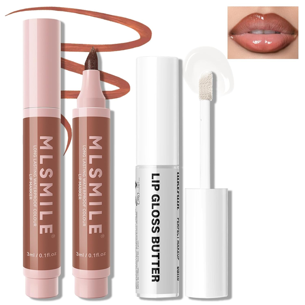 Waterproof Long-Lasting Lip Liner Marker & Liquid Lipstick Set