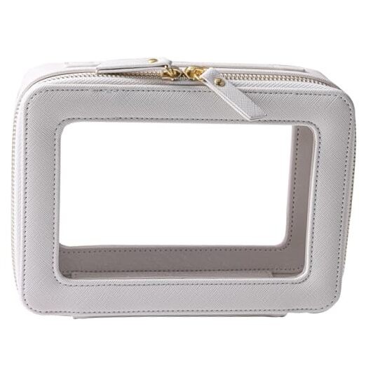 Waterproof 8-inch white toiletry bag with handle for carry-on travel