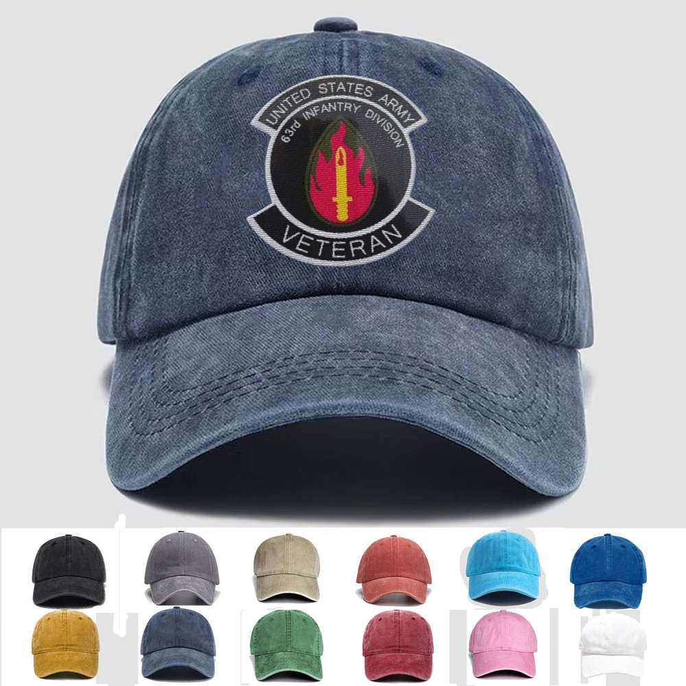 Custom Embroidered Hat US Army 63rd Infantry Division Veteran, Trucker Hat, Gift