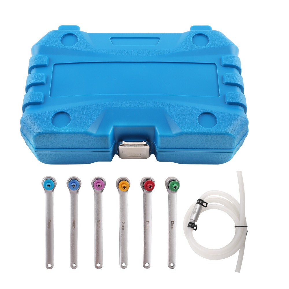 12 Point Brake Oil Clutch Bleeder Hose Kit  7mm-12mm Wrench Check Valve