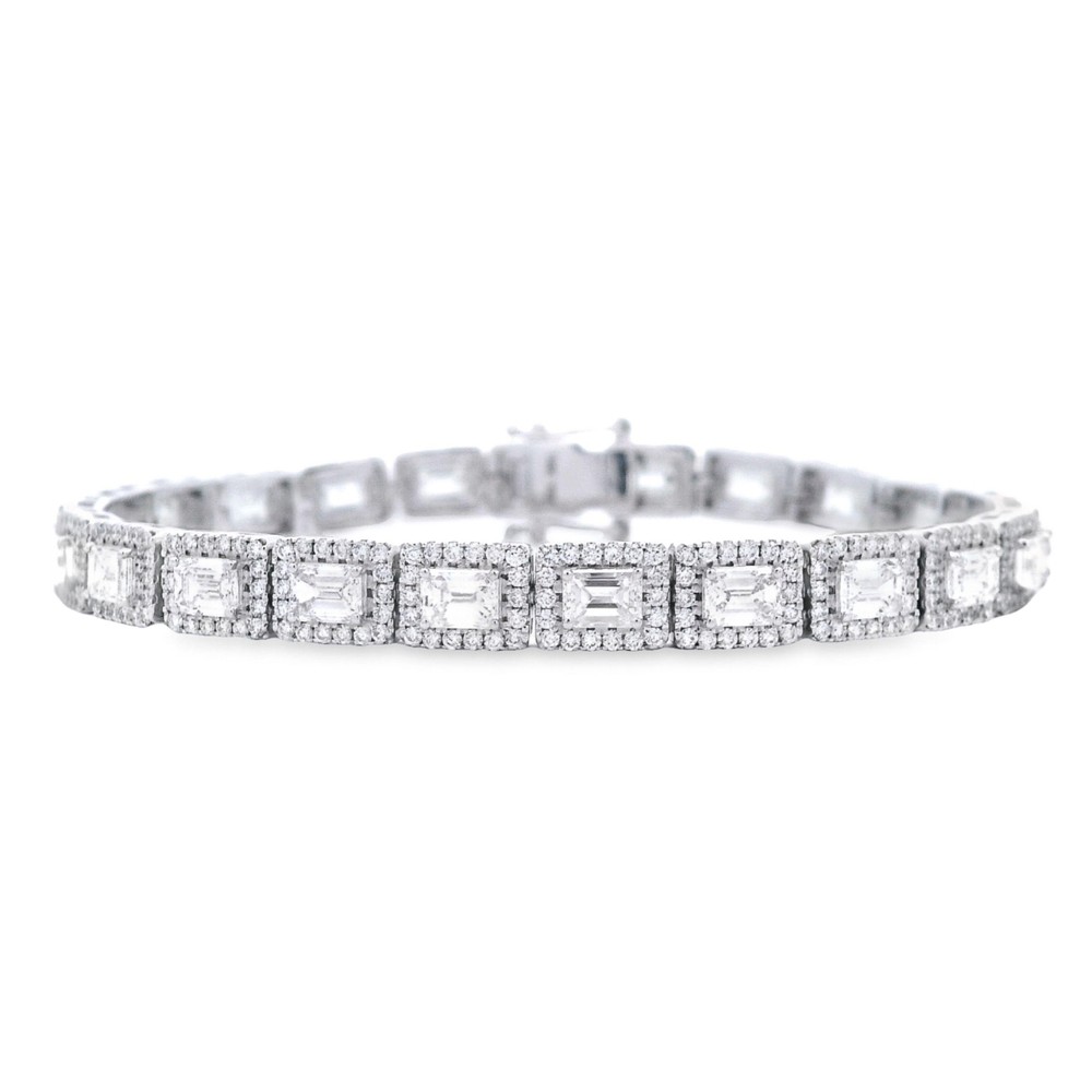 Alexander Beverly Hills 9.49ct Emerald Cut Diamond Tennis Bracelet 18k Gold