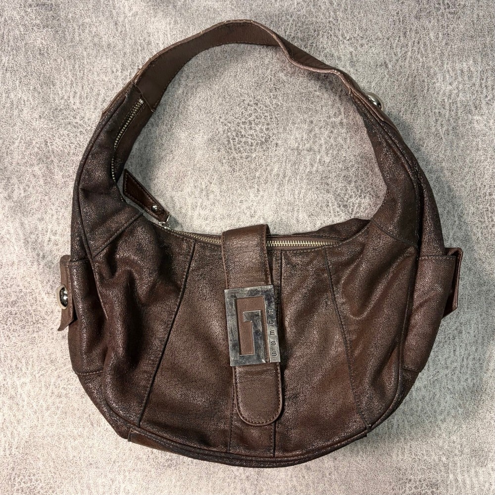 Guess Brown Pleather Y2k Rounded Shoulder Bag
