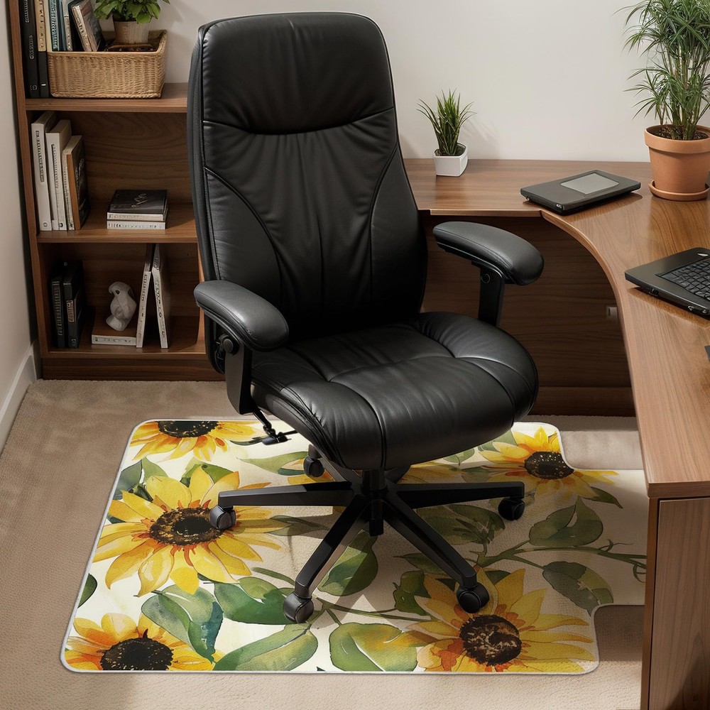 Sunflower Office Chair Mat for Carpet & Hardwood Tile Floor 36