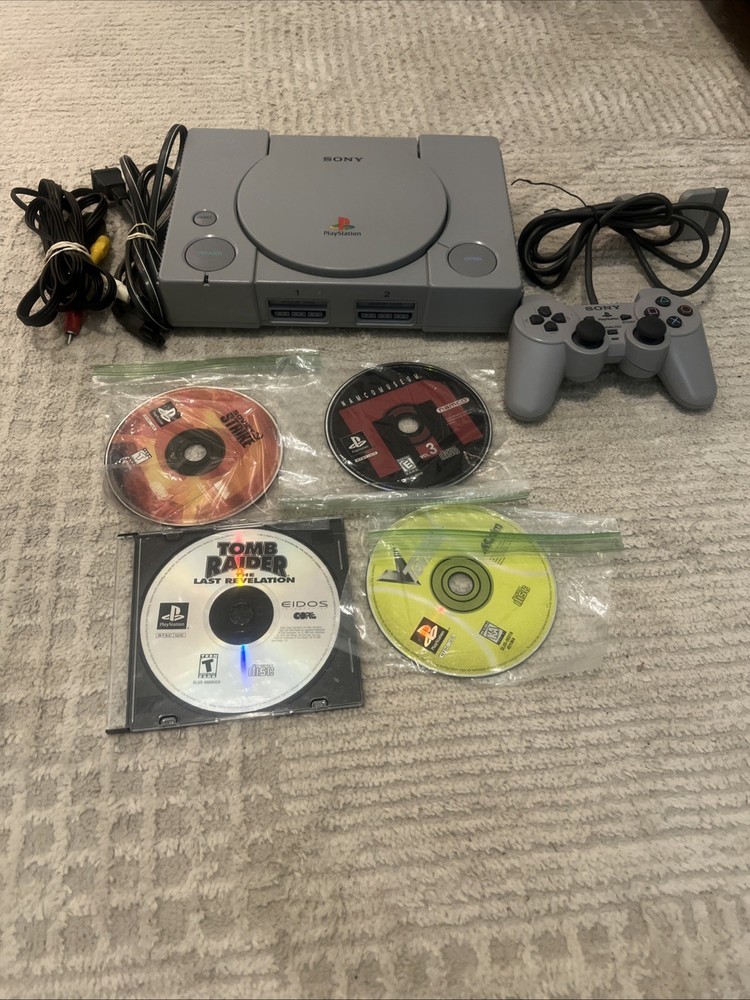 Sony PlayStation 1 Fat Gray Console SCPH-7501 with Cables & Controllers Tested Working PS1