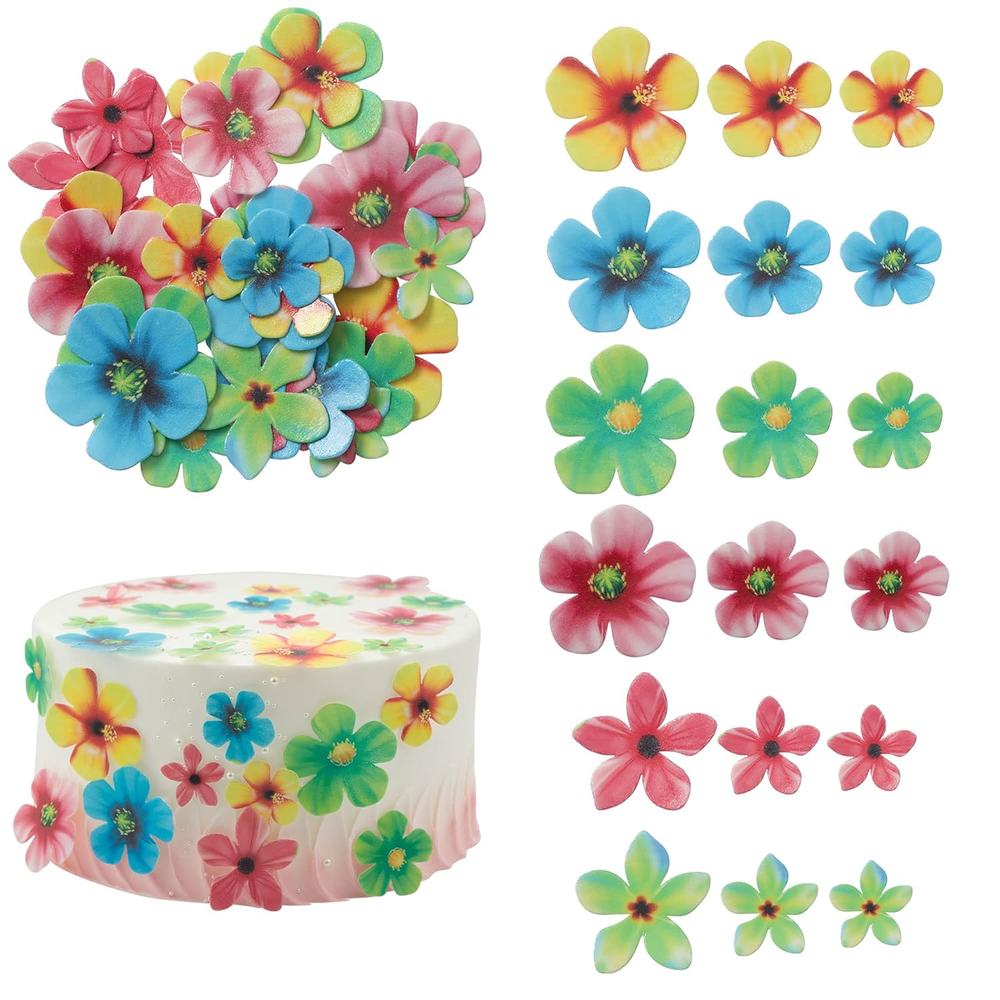 35Pcs Edible Flowers Cake Decorations Beautiful Cupcake Toppers for Wedding Birt