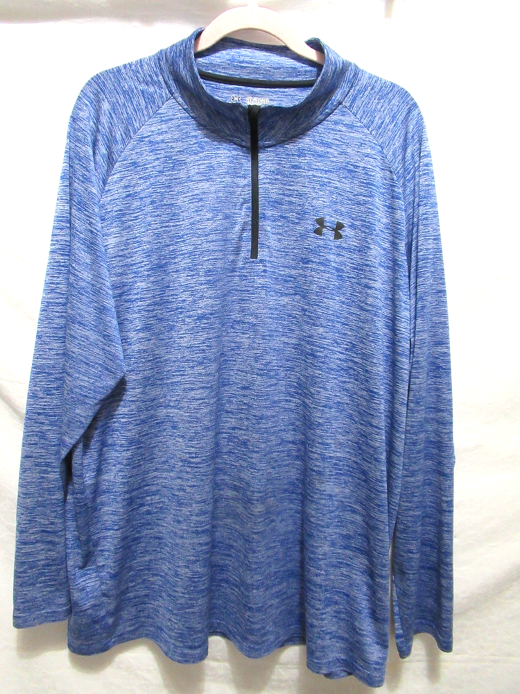 Under Armour Men's 2XL Blue Heat Gear Loose Fit 1/4 Zip Pull Over L/S Shirt