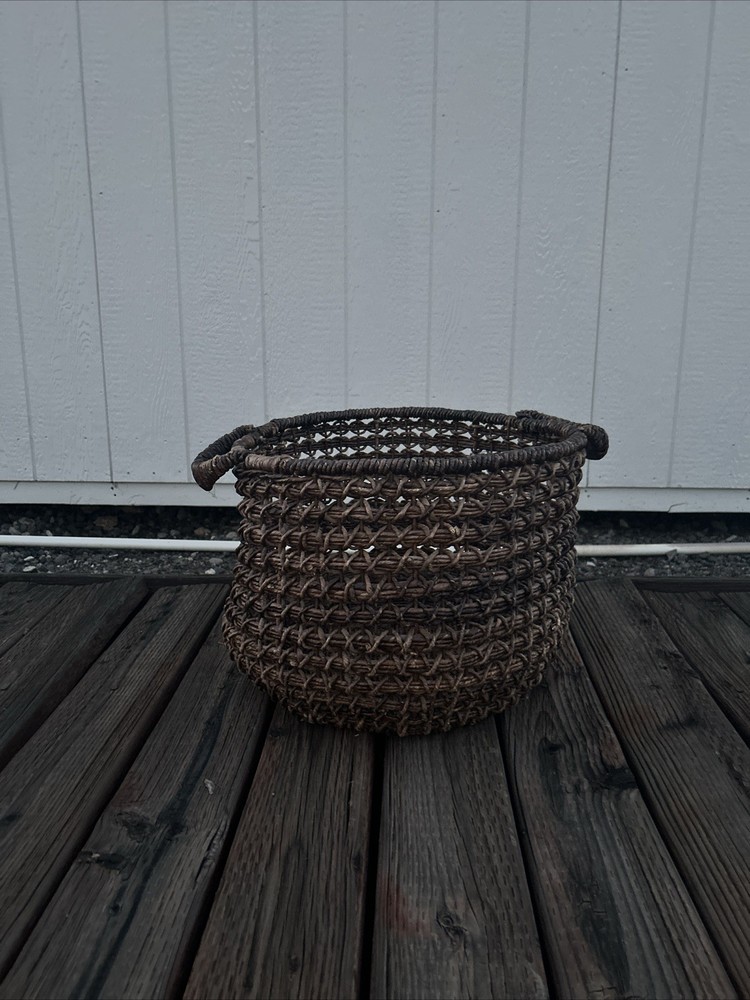 Vintage Wooden Crate Barrel Basket for Indoor Outdoor Storage Decor