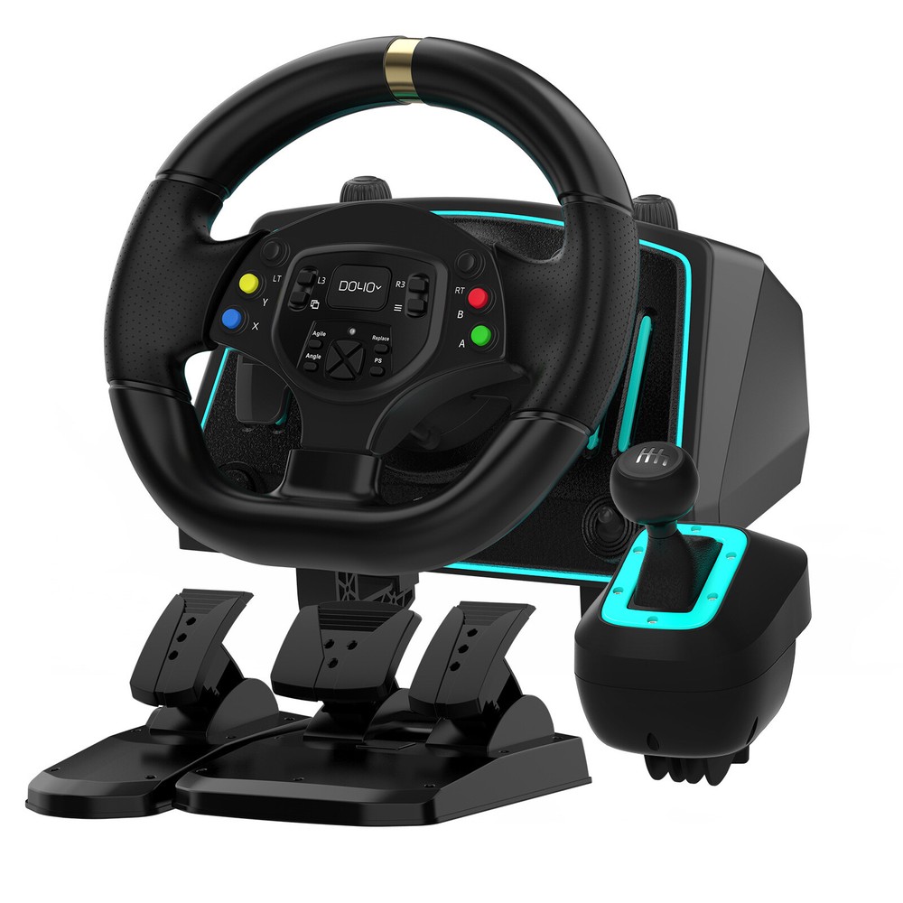 Premium Gaming Wheel with Pedals & Gear Shift for Switch, Xbox, PS, PC