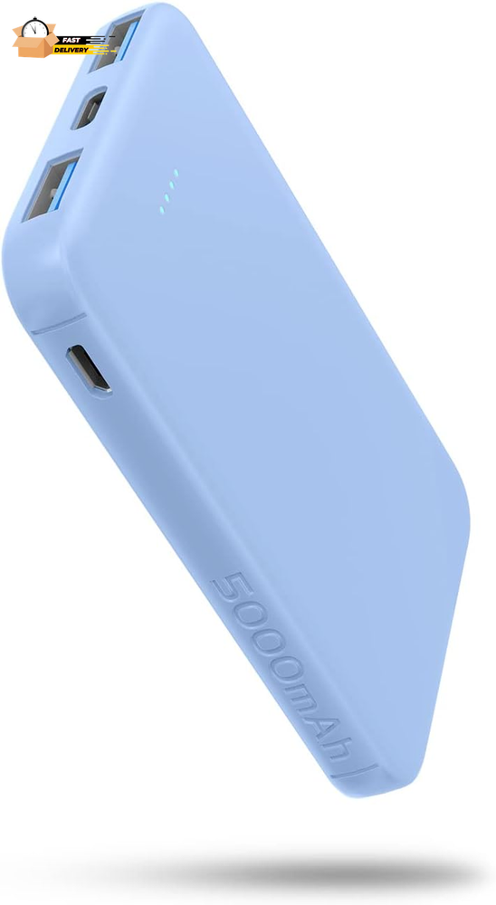 S22 5000mAh Mini Power Bank with 3-Port Output and USB-C