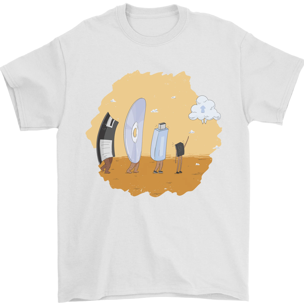 Storage Evolution Floppy Disk to Cloud PC Mens T-Shirt 100% Cotton