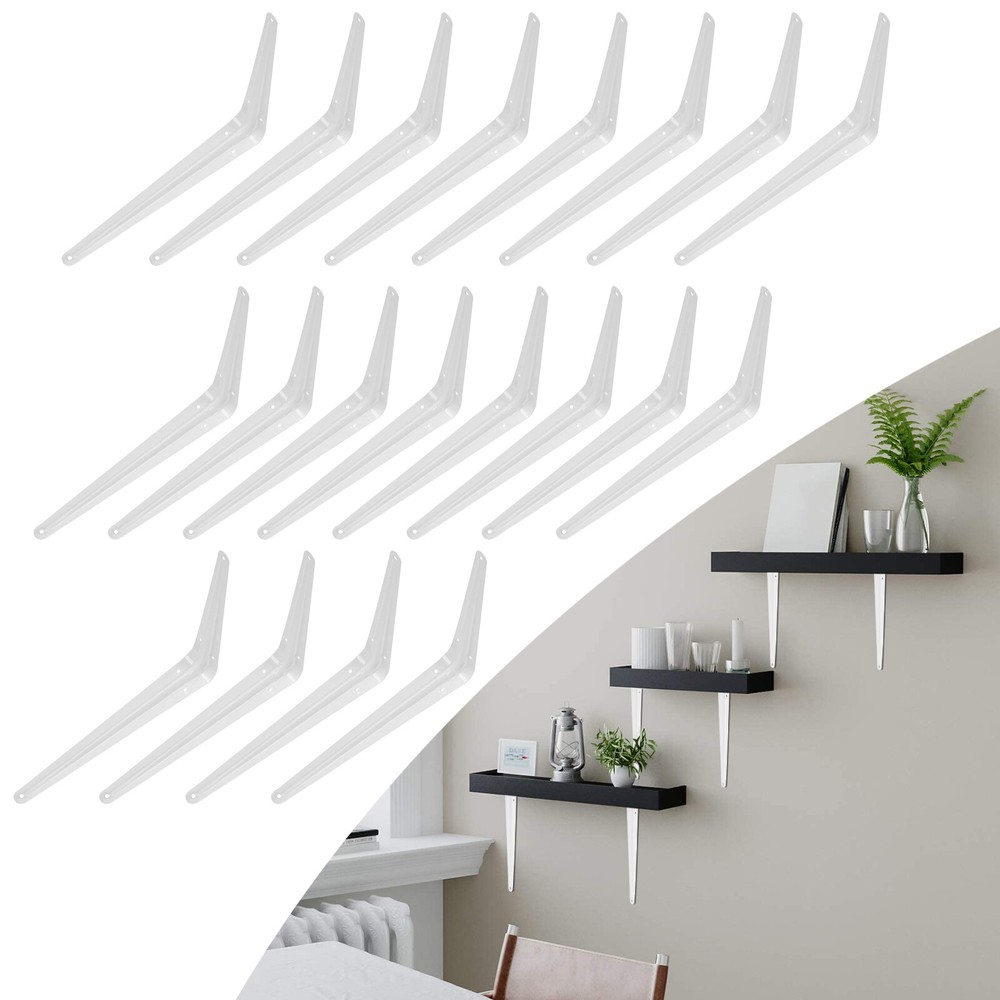 20-Piece 8x10 Inch Heavy-Duty Metal L-Shaped Shelf Brackets for Wall Mounting