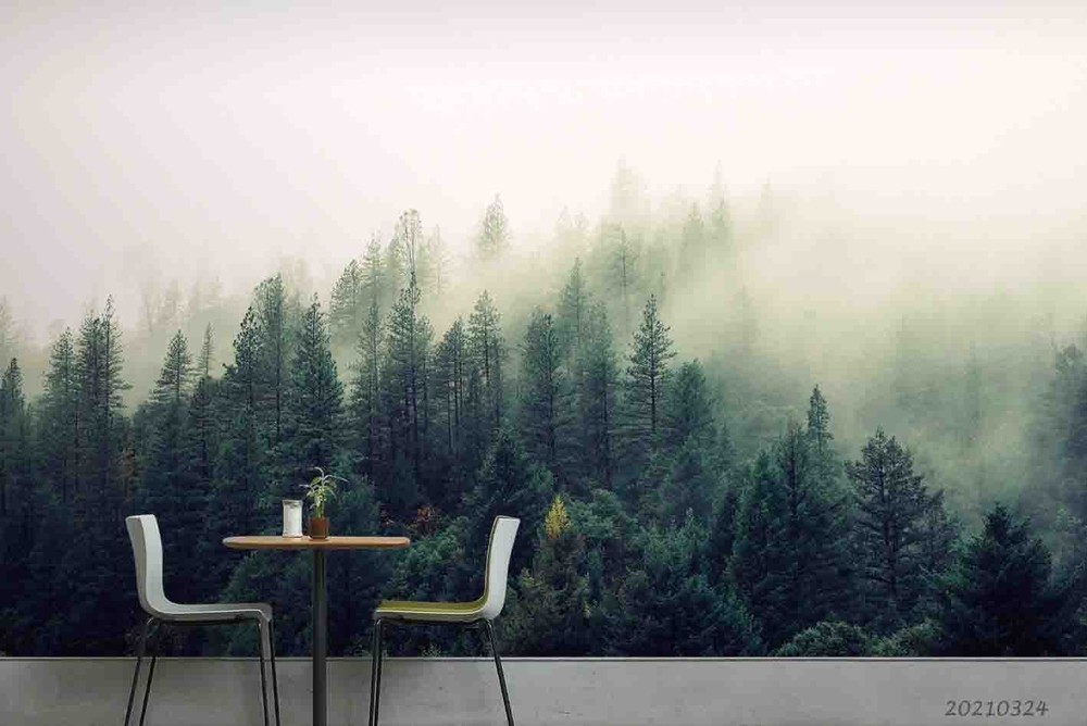 3D Forest Mist Landscape Wall Murals Wallpaper Murals Wall Sticker