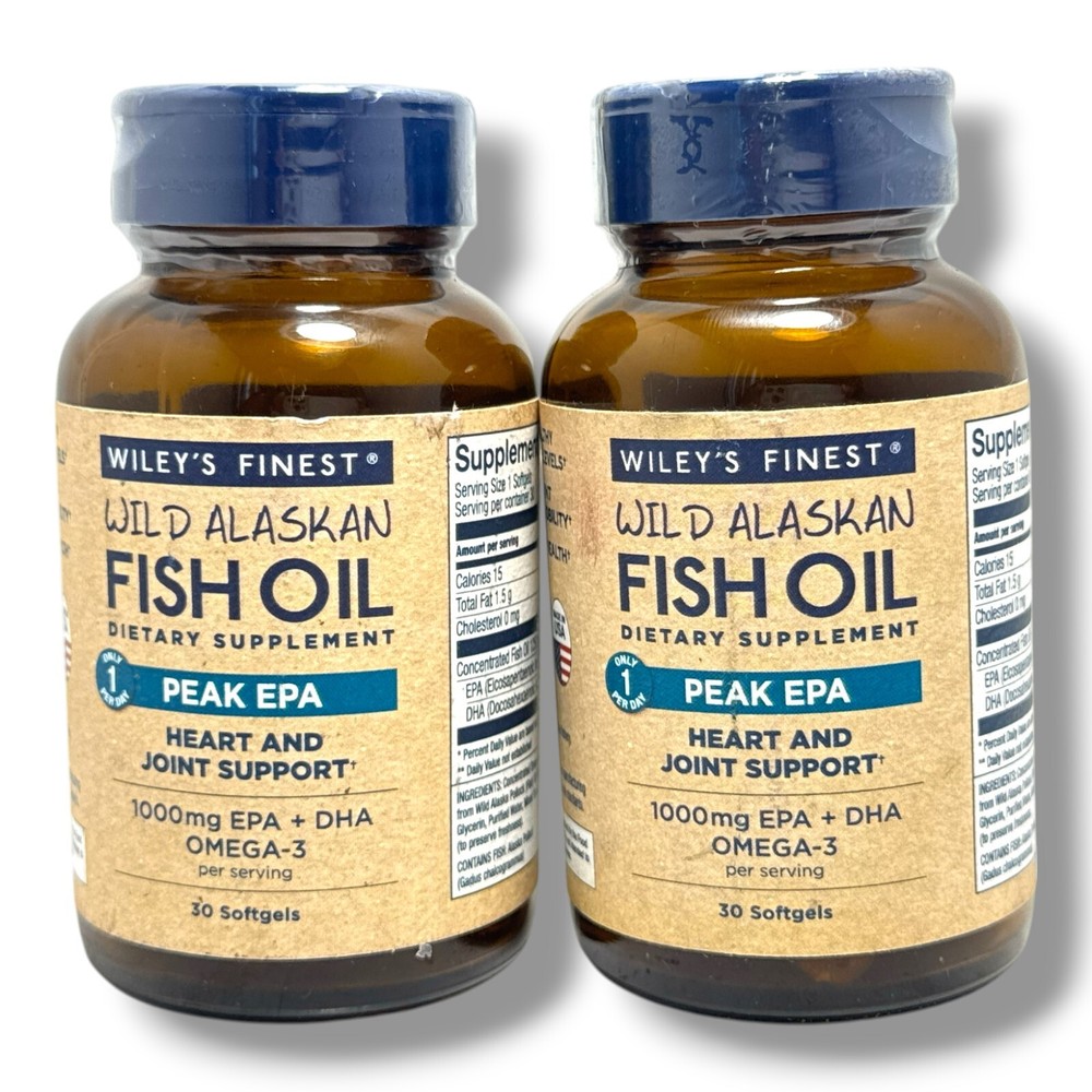 Wiley's Finest Wild Alaskan Fish Oil Dietary Supplement Peak Epa -30- LOT OF 2