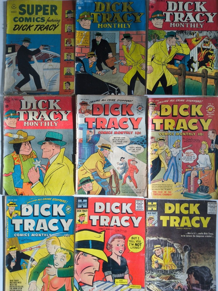 Dick Tracy Monthly Lot (9) VG- G  Chester Gould 1947 Pre-Code Golden Age