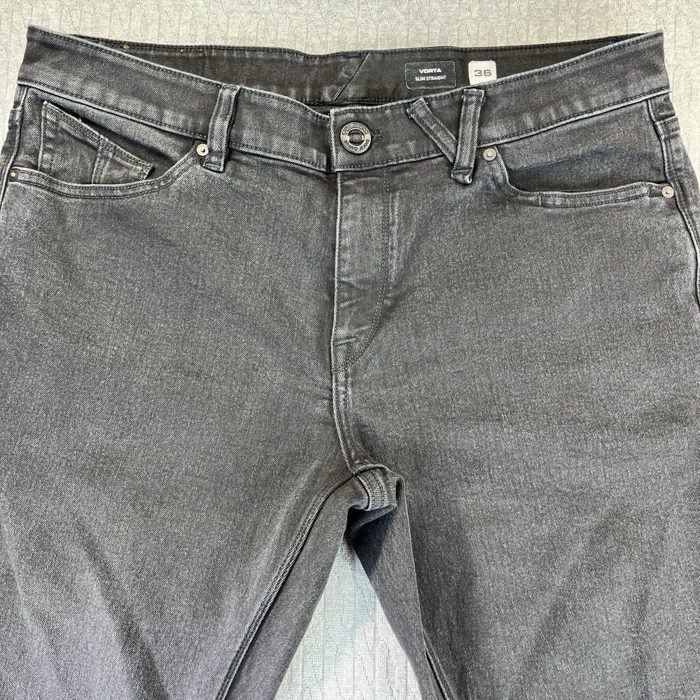 Volcom Vorta Slim Straight, Men’s pants (36x31) black denim jeans comfort fit
