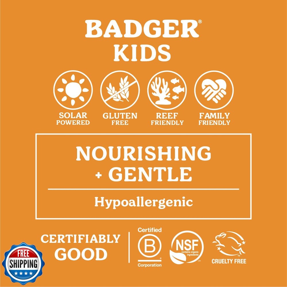Badger Mineral Kids Sunscreen Face Stick SPF 35, Zinc Oxide Travel Size Sunsc...
