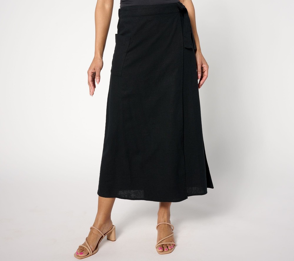 Peace Love World Women's Skirt Sz S Boheme Regular Wrap Utility Black A668171
