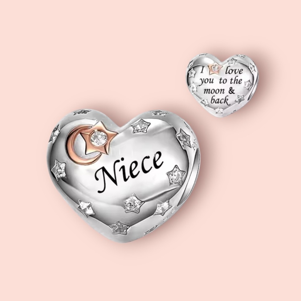 Sterling Silver 925 & Crystal Niece Love Heart European Charm Pendant Gift