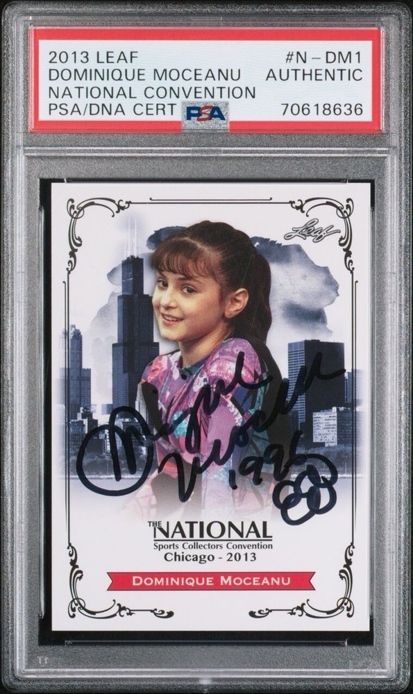 PSA DNA AUTO SIGNED 2013 Leaf National Convention Dominique Moceanu #N-DM1