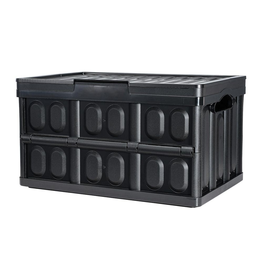 Collapsible Storage Bins with Lids 45L 3 Pack Foldable Stackable Plastic Utility Crates