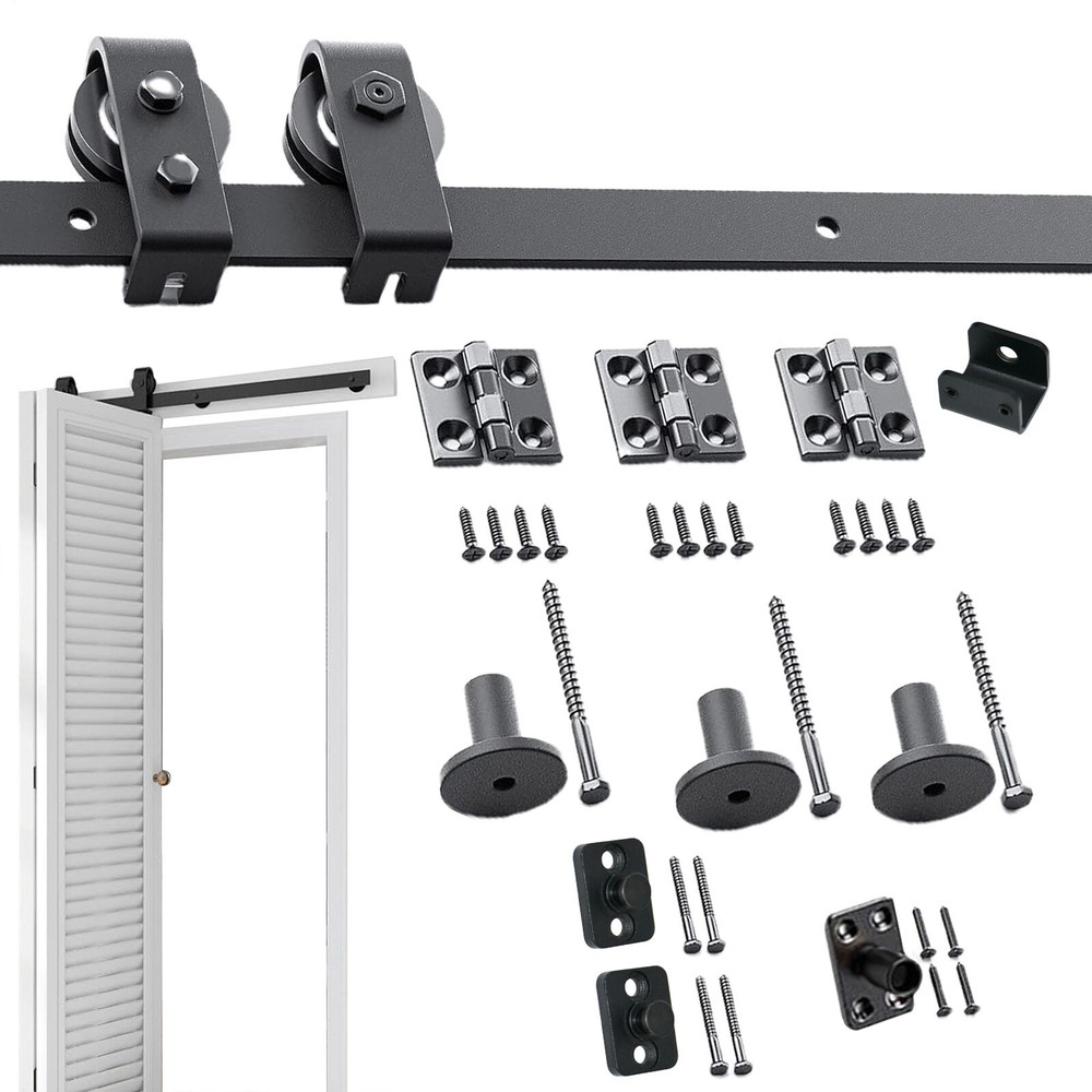 46in Bifold Sliding Barn Door Hardware Kit with Flat Track for 2 Doors