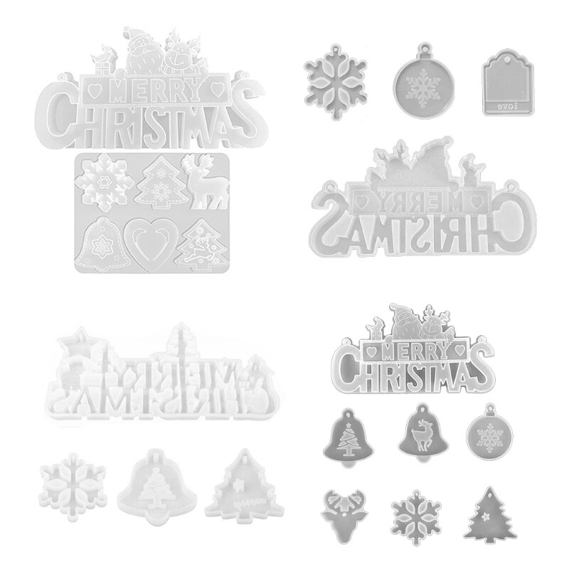 Resina Epoxi Hágalo Usted Mismo Santa Feliz Navidad Listado Decoración Molde Fabricación de Joyas