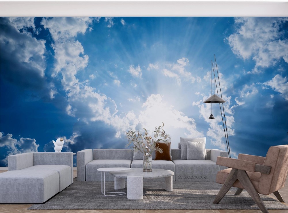 3D Blue Sky Clouds Sunshine Nature Wall Murals Wallpaper Murals Wall Sticker
