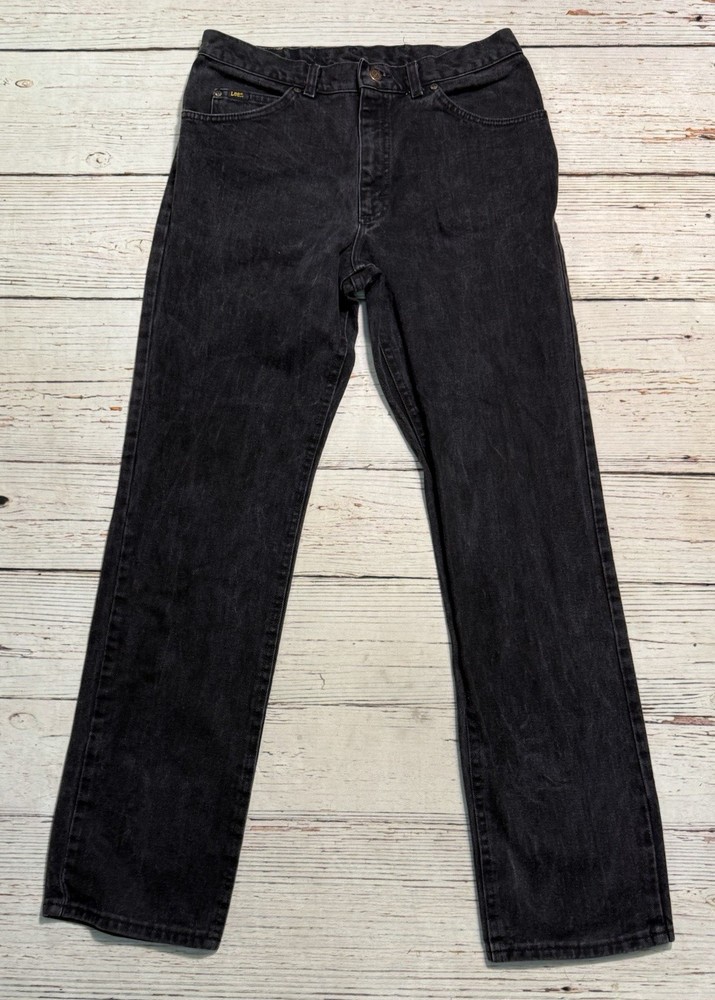 Vintage Lee Black Denim Straight Leg Pants USA Made Mens 34x34