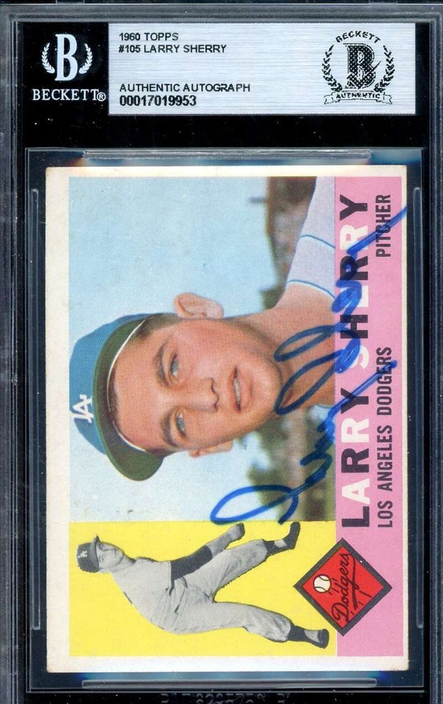Larry Sherry Beckett BAS Signed 1960 Topps Autograph