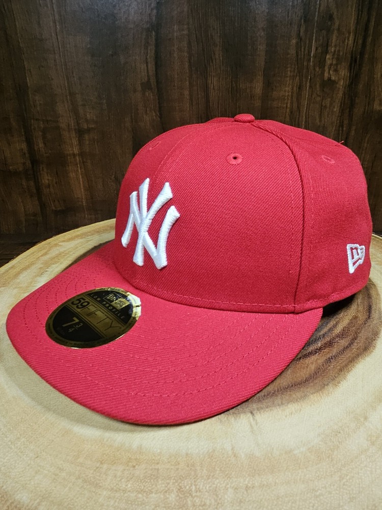 New York Yankees New Era 59Fifty LP Fitted Hat Cap Size 7 3/4 MLB Baseball Red