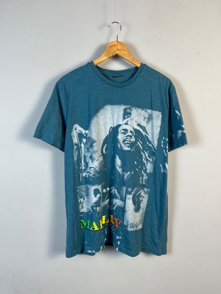 Vintage Bob Marley Rastaman Overprint Blue Band Tee Shirt Men Size XL
