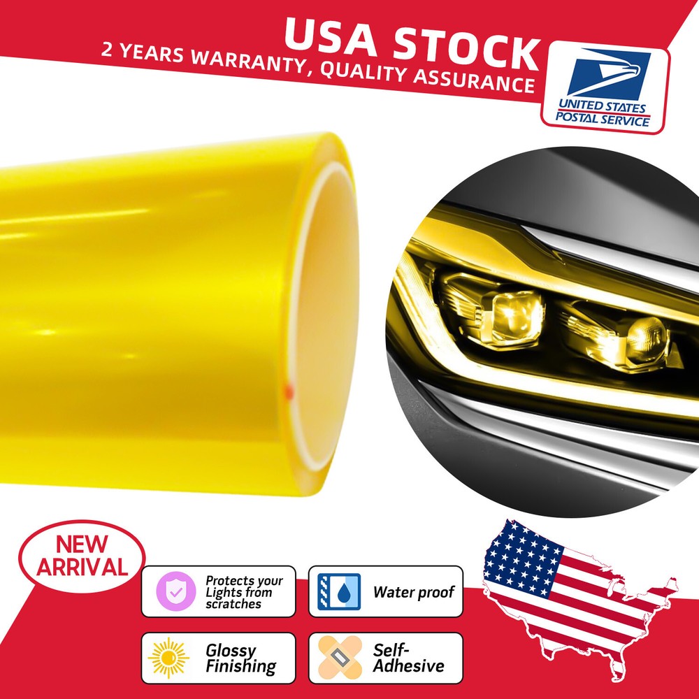 Golden Gloss Headlight Taillight Vinyl Wrap Fog Light Tint Film Bulbs
