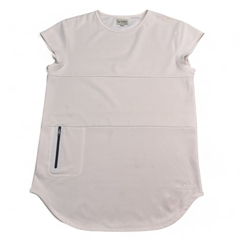 ASRV Tank Top Muscle Shirt Mens Size Large Longline Ivory White Athleisure