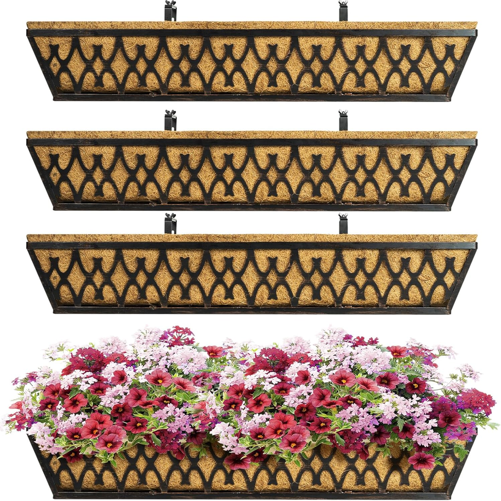 4 Pack 30 Inch Window Railing Planter Box with Adjustable Brackets for Flowers