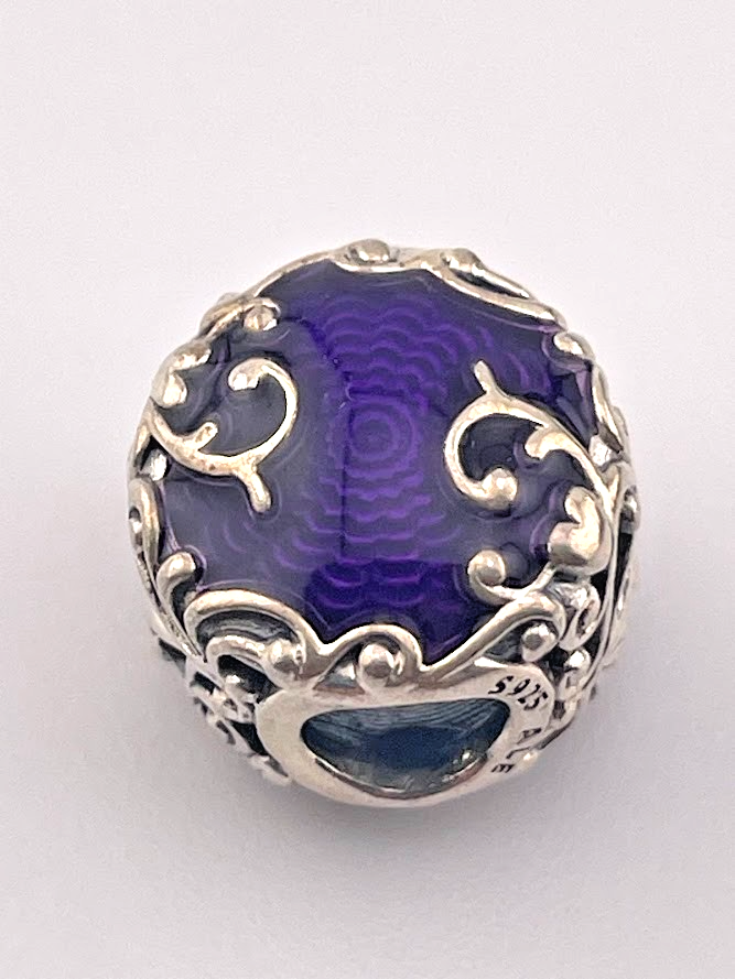 PANDORA Ale Regal Beauty 925 Silver Purple Swirl Enamel Charm 1417